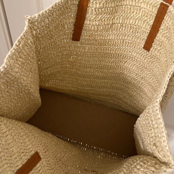 NWT Universal Thread Straw Straw Packable Tote Bag with Red Shrimp Embroidery - Picture 7 of 8